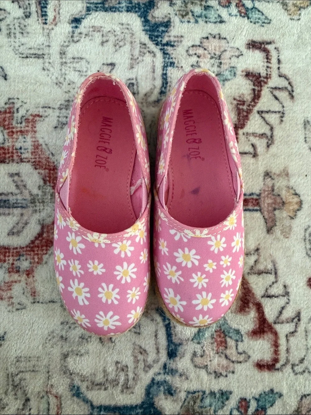 Maggie & Zoe Pink Daisy Canvas Slip-On Moccasins